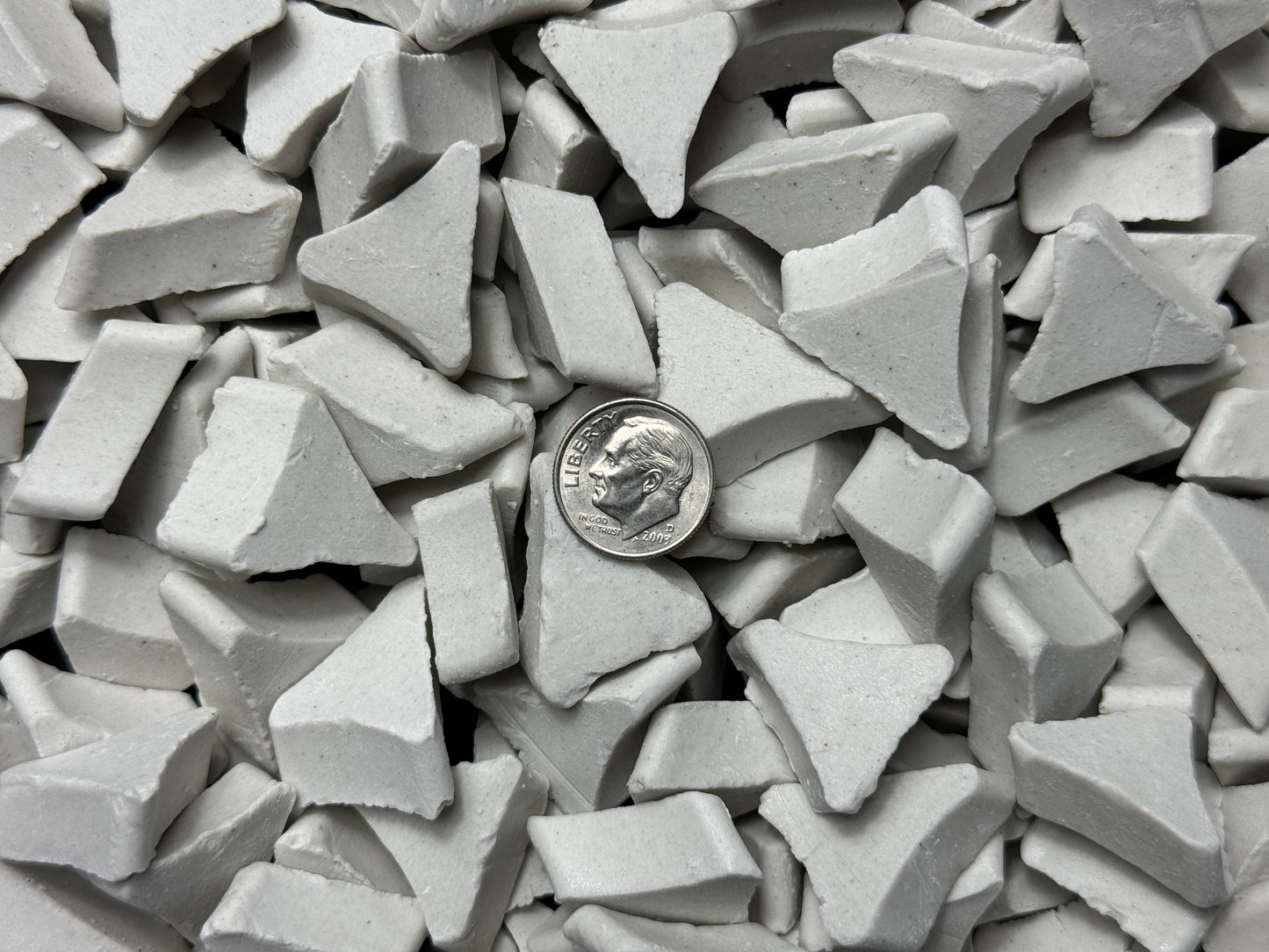 Media - Ceramic 7/8 X 3/8 Angle Cut Tri-Star DP - Vibration, Tumbler Deburr Media