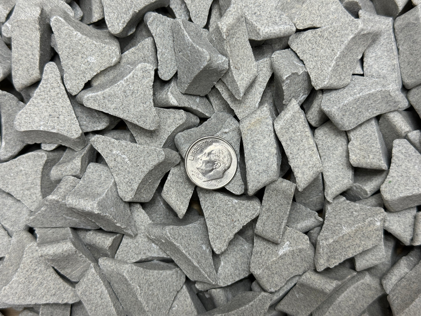 Media - Ceramic 7/8 X 3/8 Angle Cut Tri-Star FC - Vibration, Tumbler Deburr Media